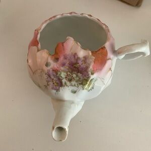 Floral Porcelain Teapot with Pink and Purple Accents